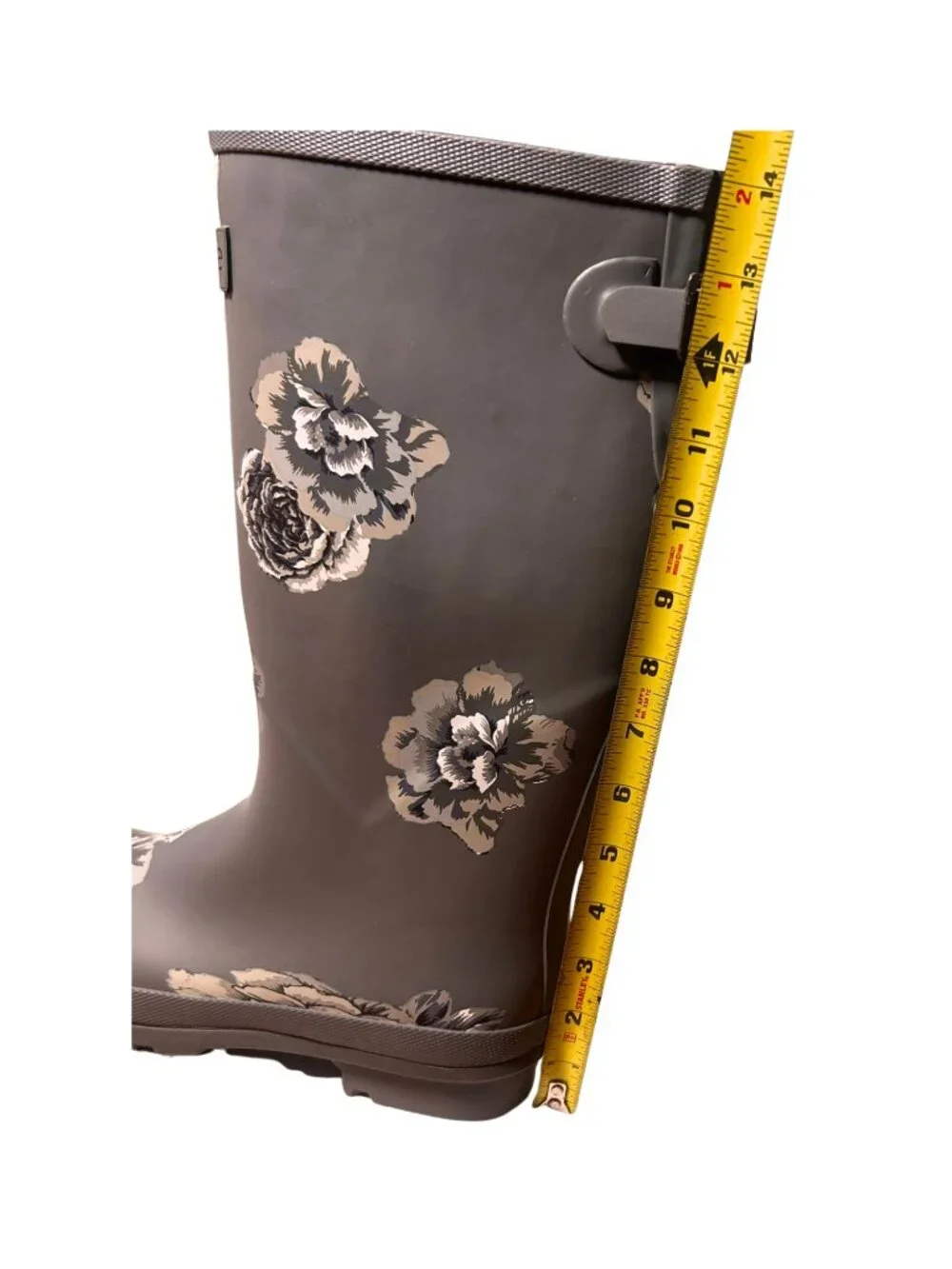 Rongee Floral Tall Rain Boots Size 10 (Runs Small)